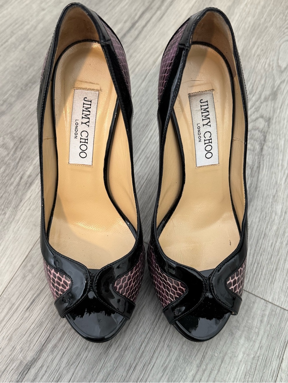 Authentic Jimmy Choo Tenton ELA Purple Python Platform Pumps Sz 3